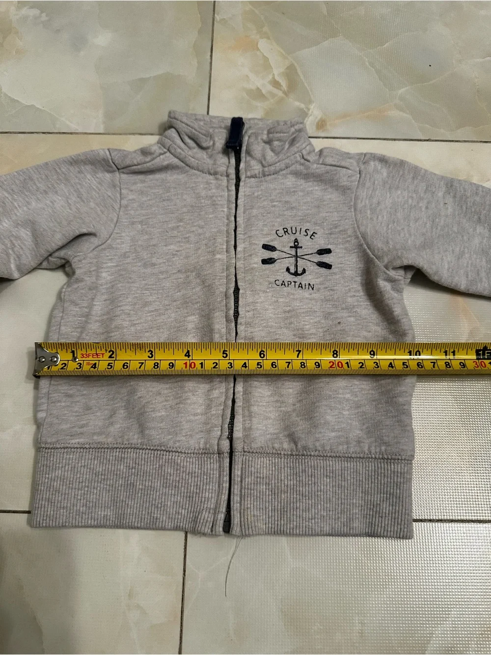 Cruise Captain Zip-Up Sweater Jacket Light Grey size 9 Months Cotton Carter’s